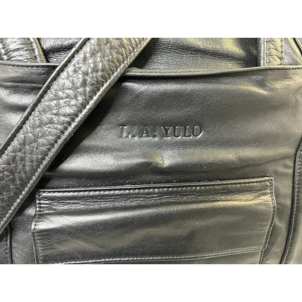Vintage Stuart Kern America Leather Duffel Bag Black Large LA YULO Private Club